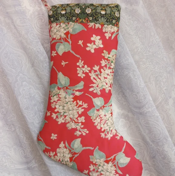 Liberty of London Art Fabric Christmas Stocking Strawberry Thief - Picture 3 of 11